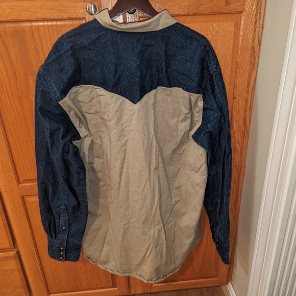 Vintage Drysdales Two Tone Denim Western Shirt Men size XL Button up pearl snap - Picture 2 of 6